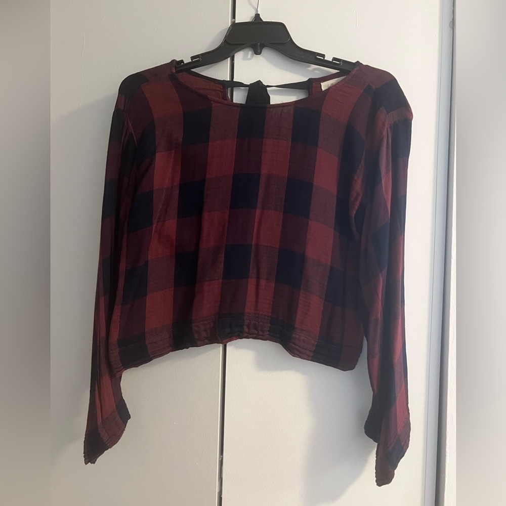 Bella Dahl plaid long-sleeve top, size small